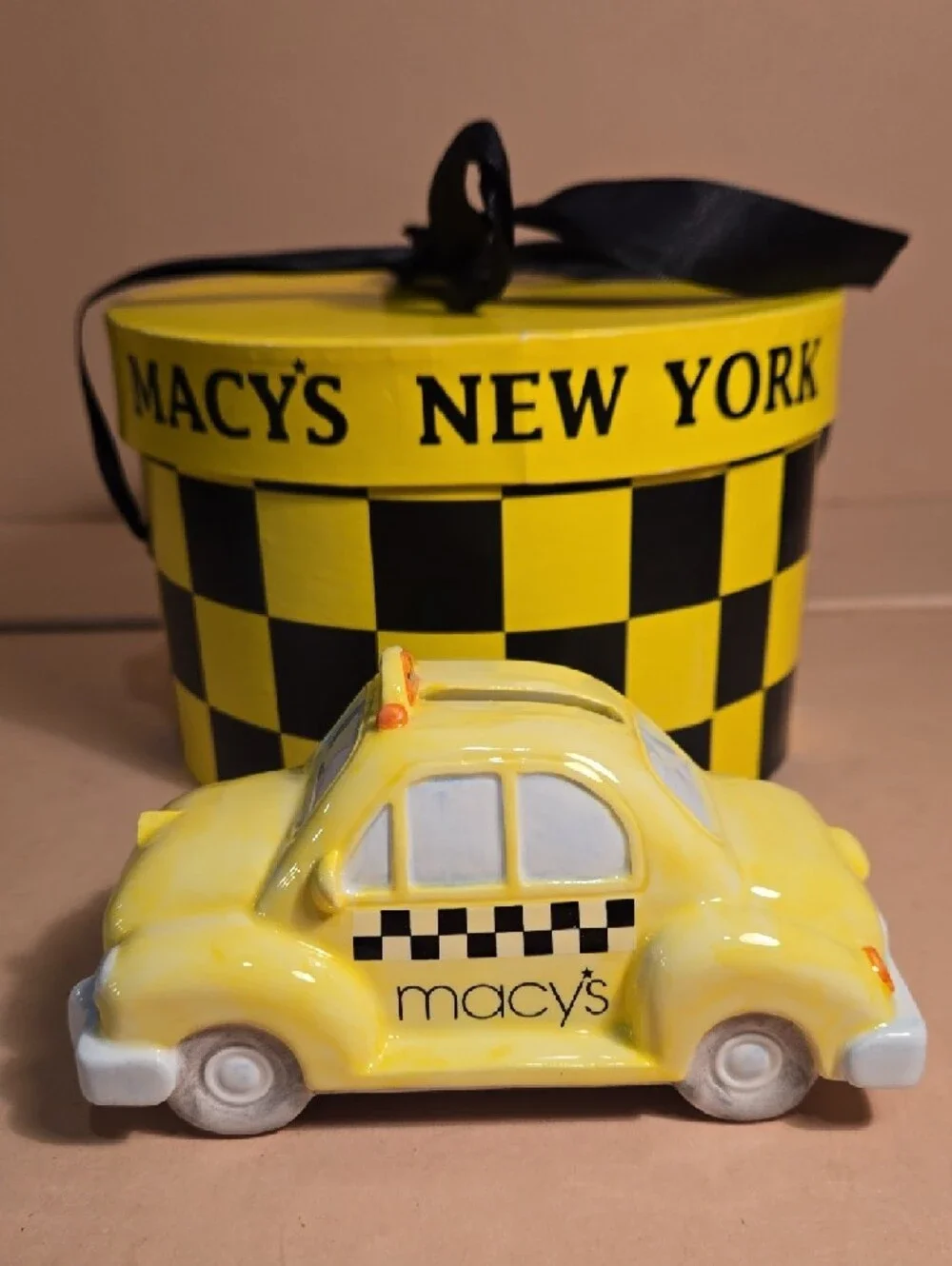 Y2K Macy's Yellow Checker Taxi Coin Bank